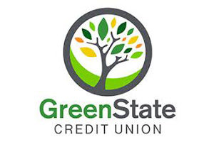Grey and green tree enclosed in a circle - Green State Credit Union